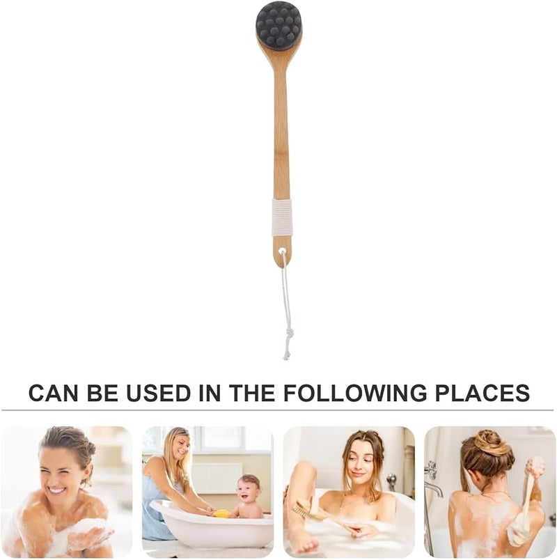 Long Handle Back Scrubber Body Brush For Shower Bath Exfoliating Massage Black - Image 3